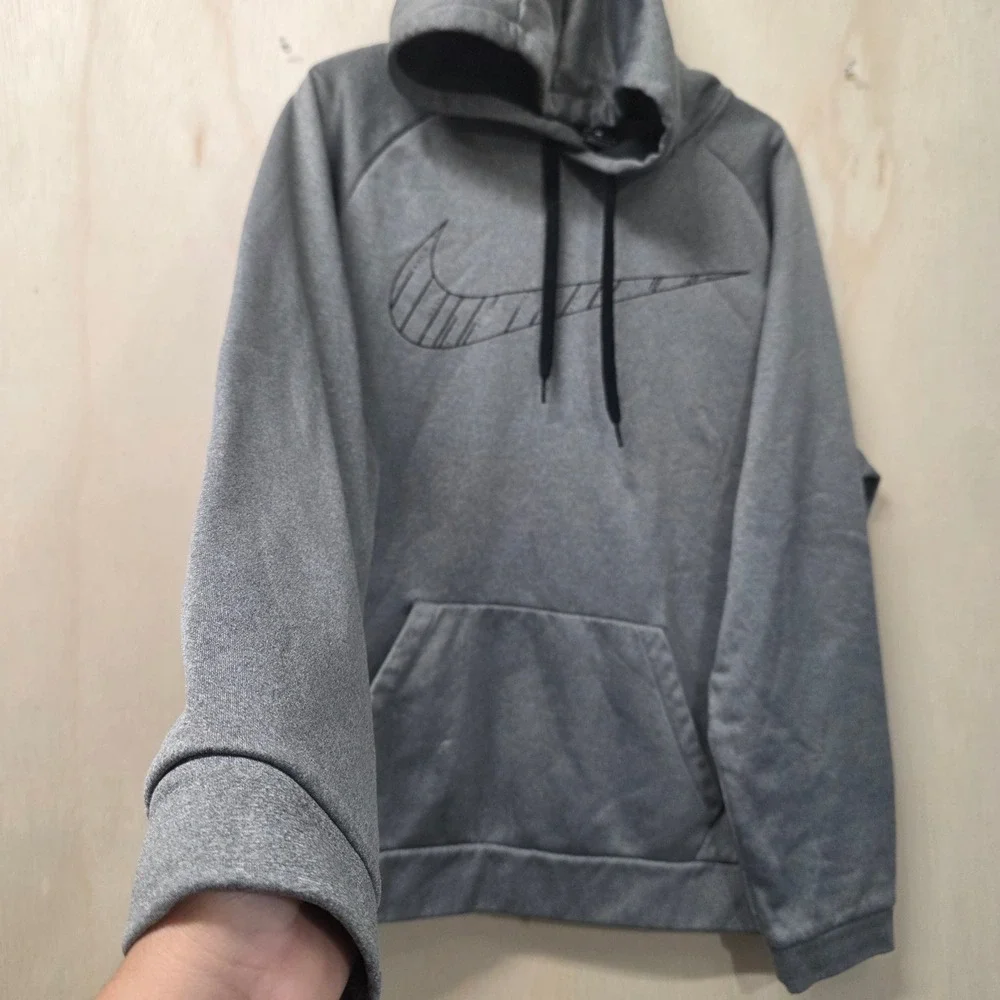 Nike Dri-FIT Mens Large Gray Heathered Pullover Hoodie Fleece Sweatshirt